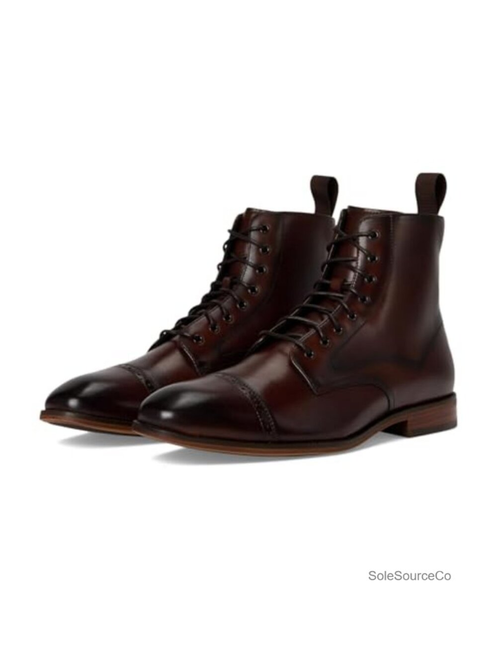 Men's Leather Cap Toe Lace-Up Ankle Boots Comfortable